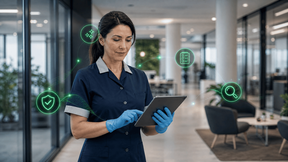un responsable en train de faire un contrôle qualité réalisé sur tablette avec CAP CLEAN.